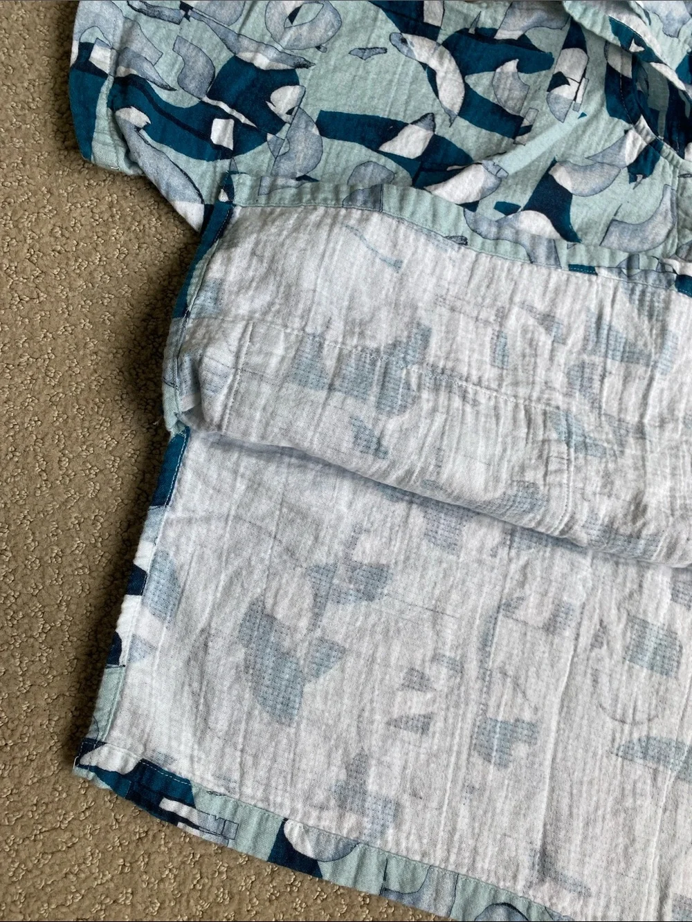 Kids' Hooded Short-Sleeve beach shirt - Blue Pattern